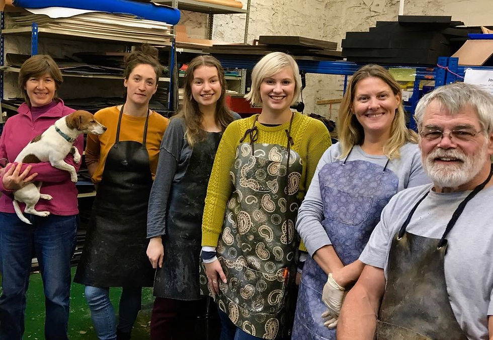 Its been a busy autumn so far, our new mezzanine floor is complete and new workbenches and shelving in place.  All ready just in time for our two new apprentices to start work.  Our team (left to right):  Charlotte (workshop manager), Emma and Charlotte our two new members, Steph, Sarah and Phil