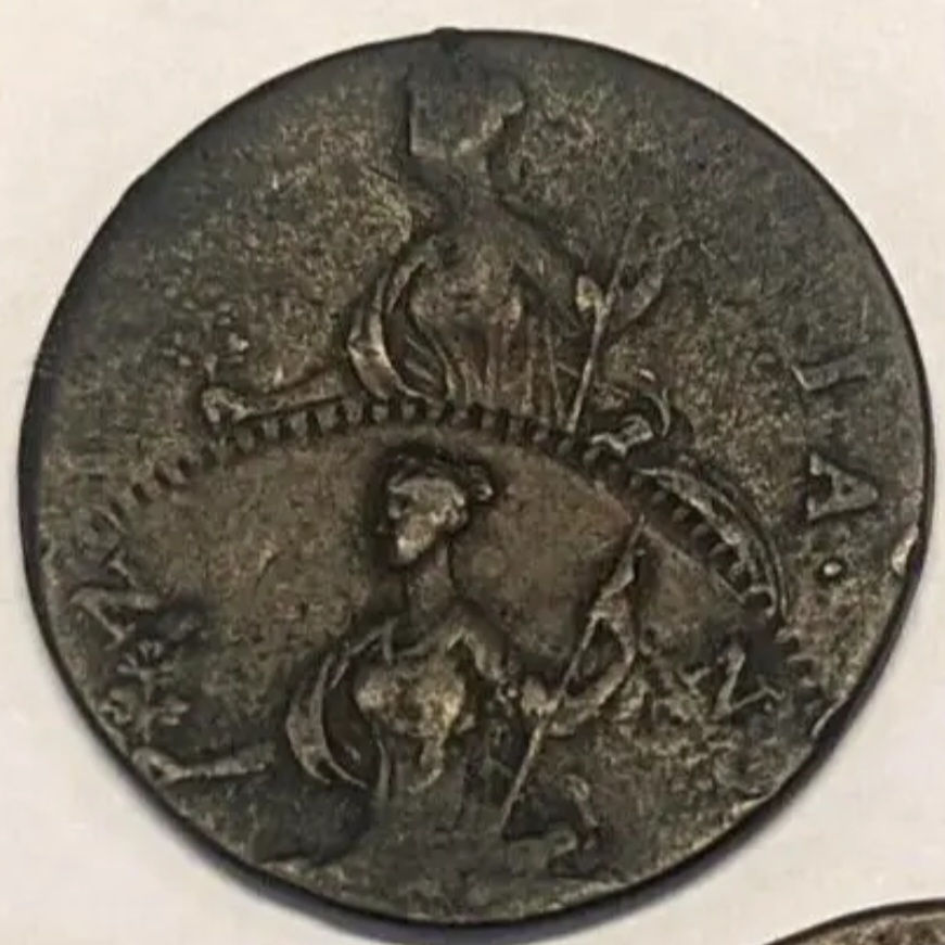 Thumbnail: 1770 's George III Copper Halfpenny Double Miss Strike Error Coin Very Rare