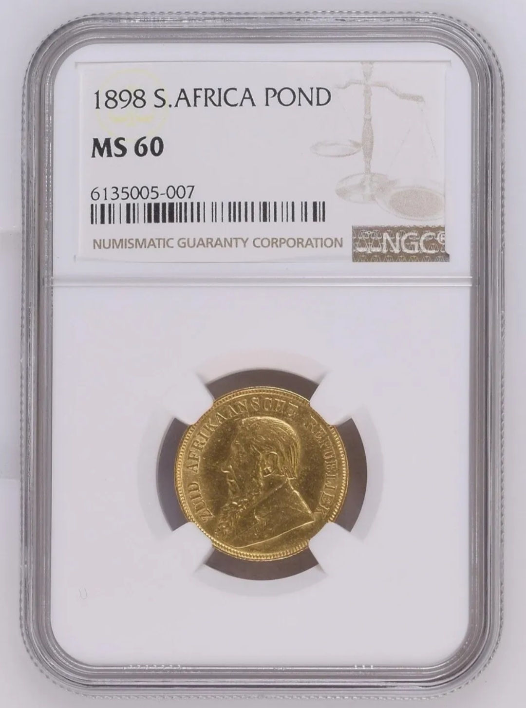 1898 South Africa Gold Pond NGC Graded MS60