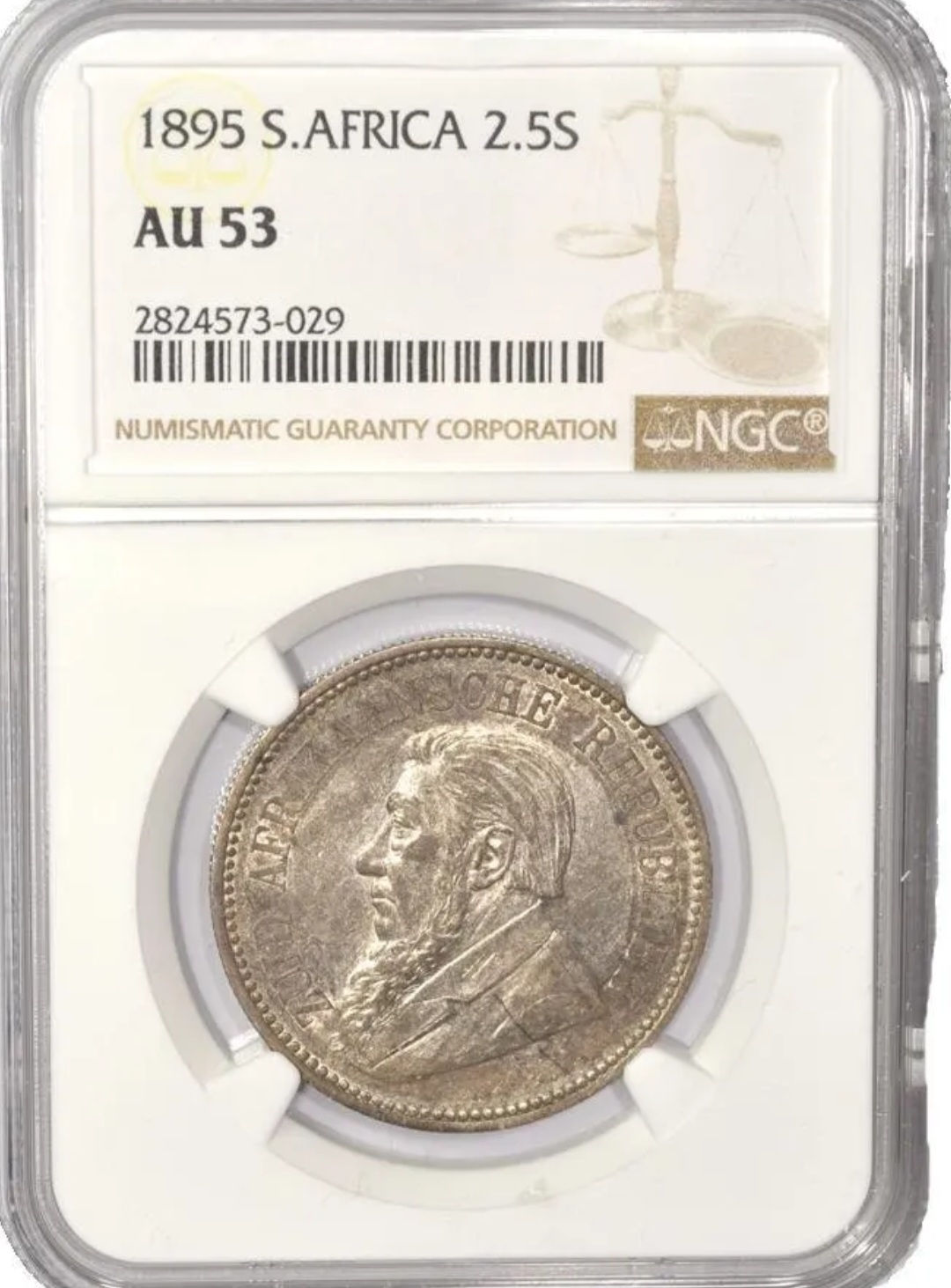 1895 2 1/2 Shillings Rare NGC AU53 Silver Coin