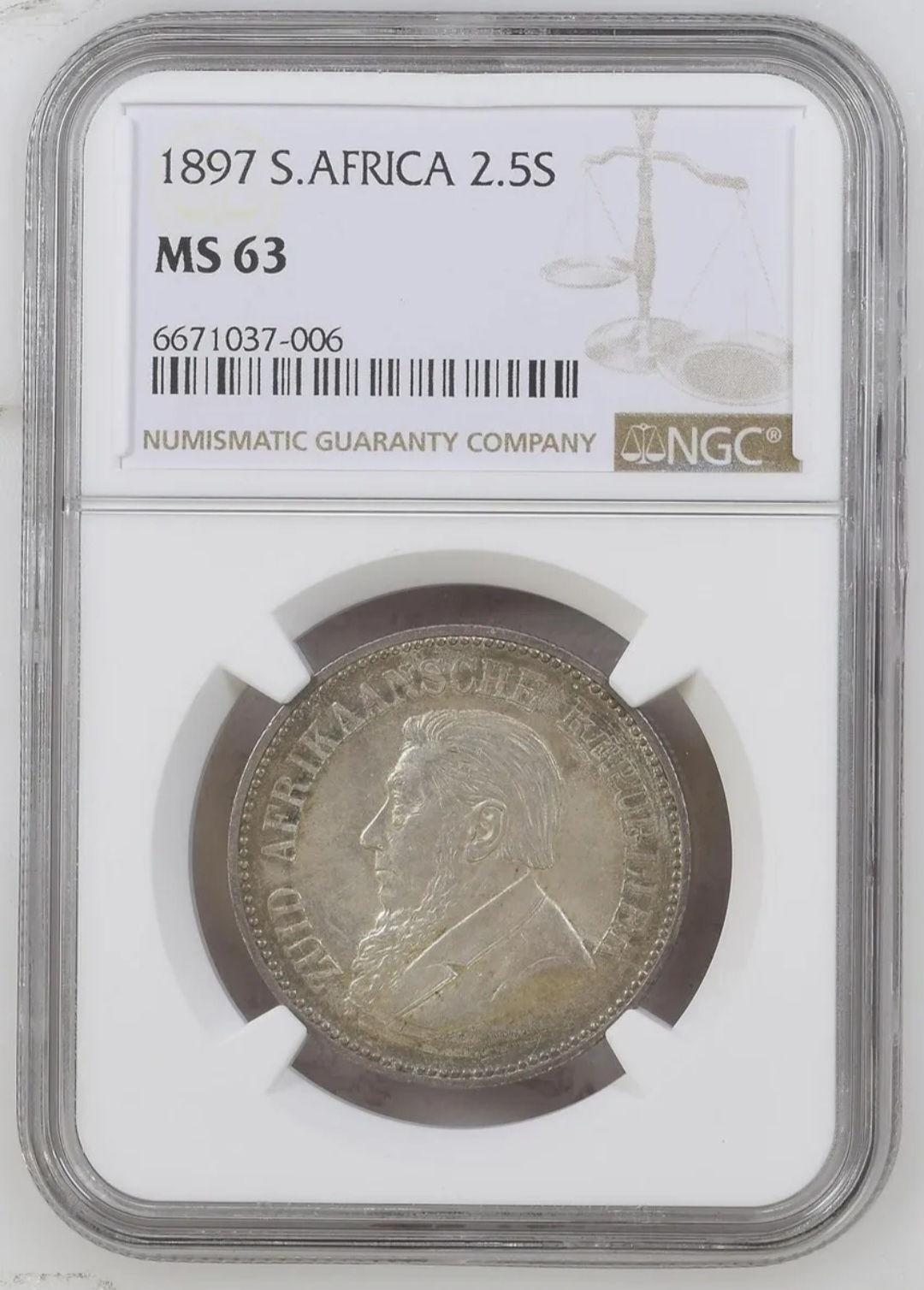 1897 South Africa 2 1/2 Shillings Halfcrown NGC MS63