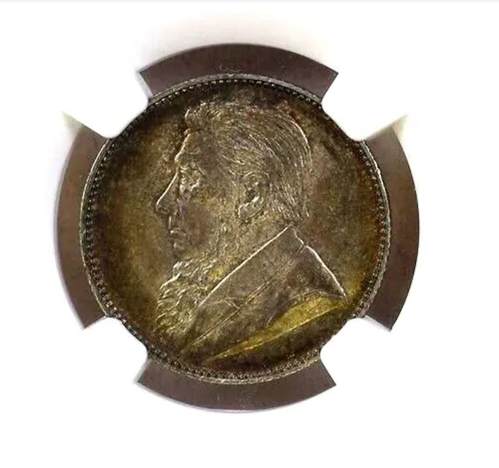 Thumbnail: 1897  Shilling Paul Kruger pre Boer War ZAR coin from South Africa NGC MS63