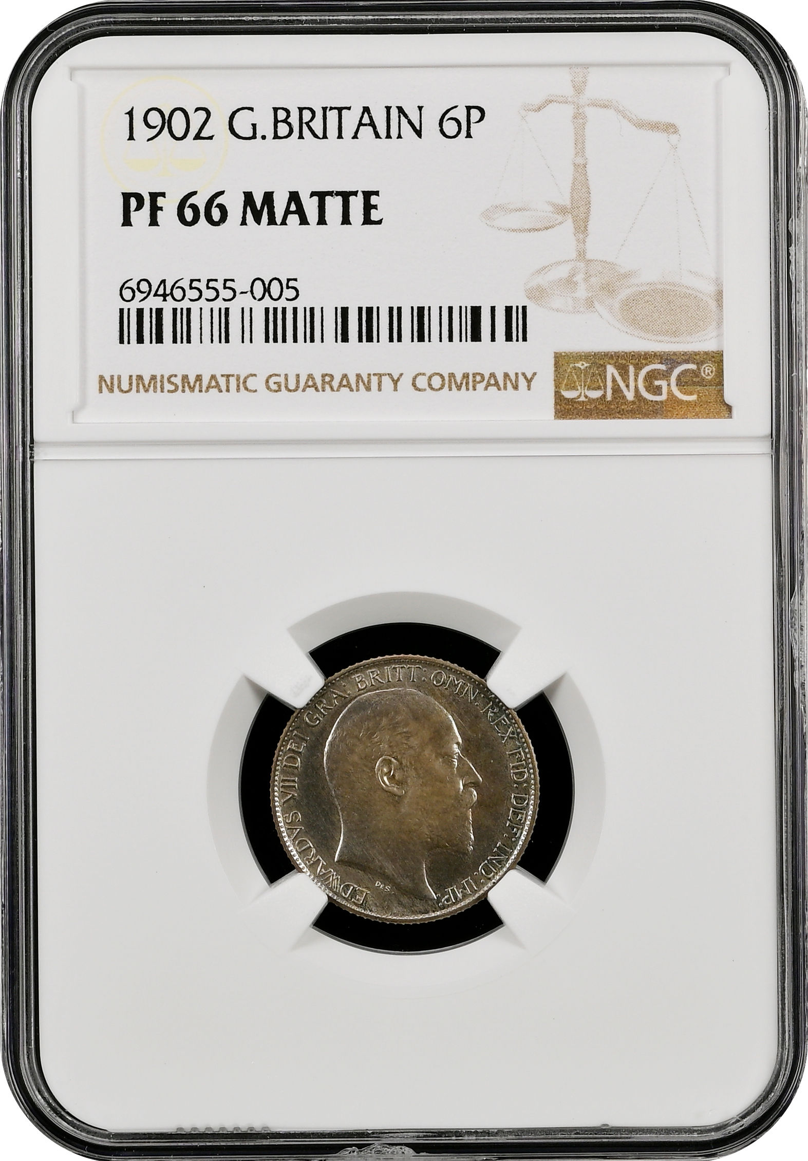 1902 Matt Proof Silver Sixpence 6d NGC PF66 MATT TOP POP SINGLE FINEST EXAMPLE