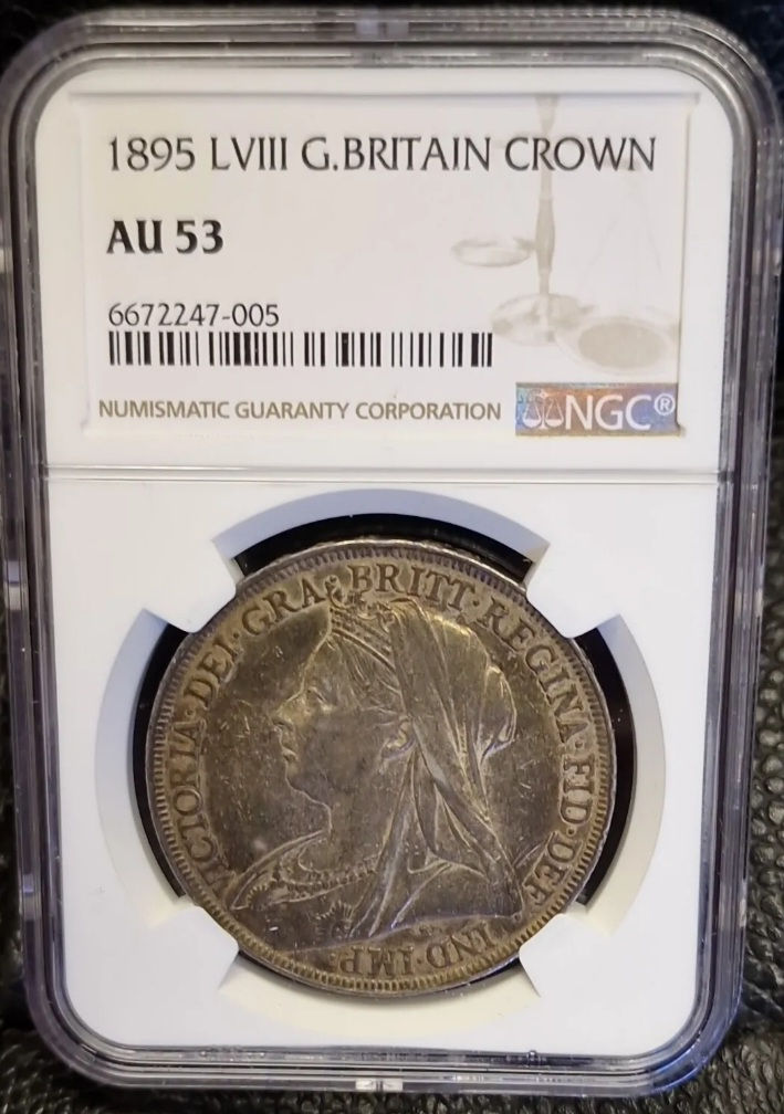 Thumbnail: 1895 LVIII CROWN BRITISH SILVER COIN FROM VICTORIA NGC AU53