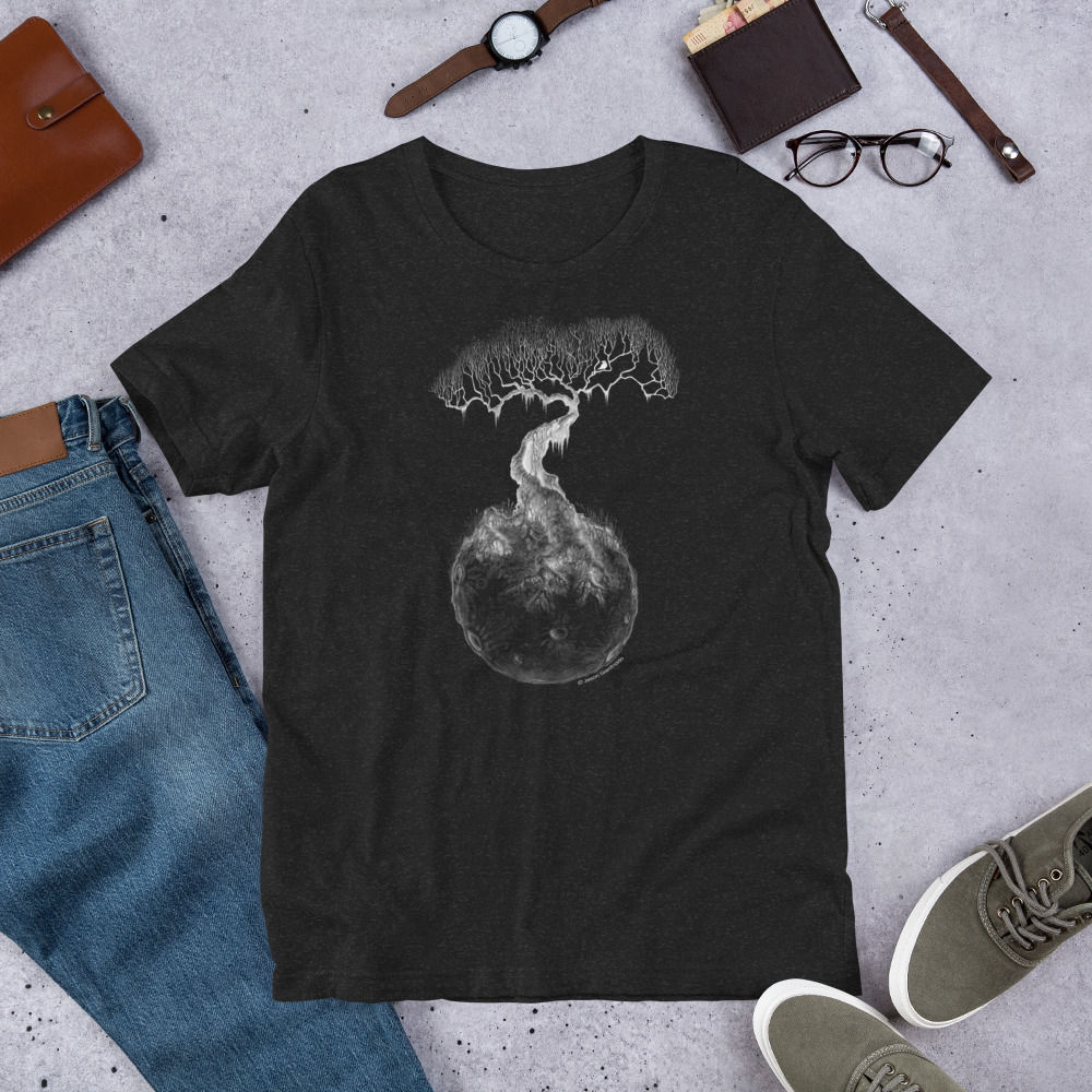 Moon Tree Art T-shirt Birch Moon