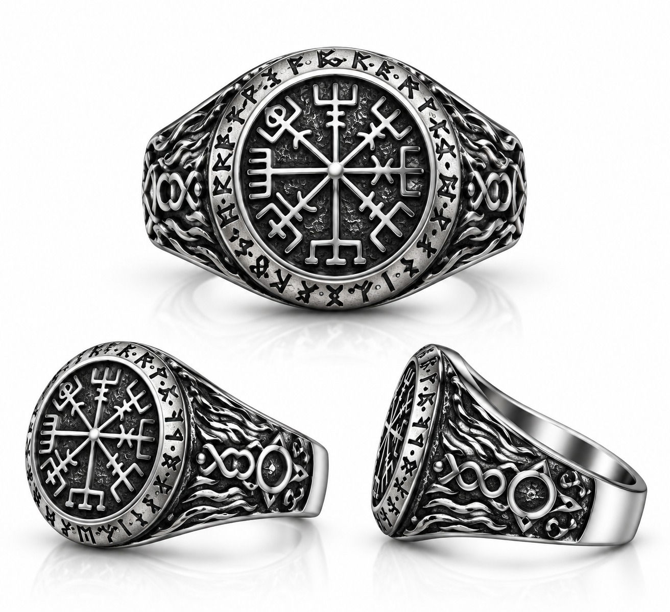 Prsten Vegvisir, široki – hirurški čelik
