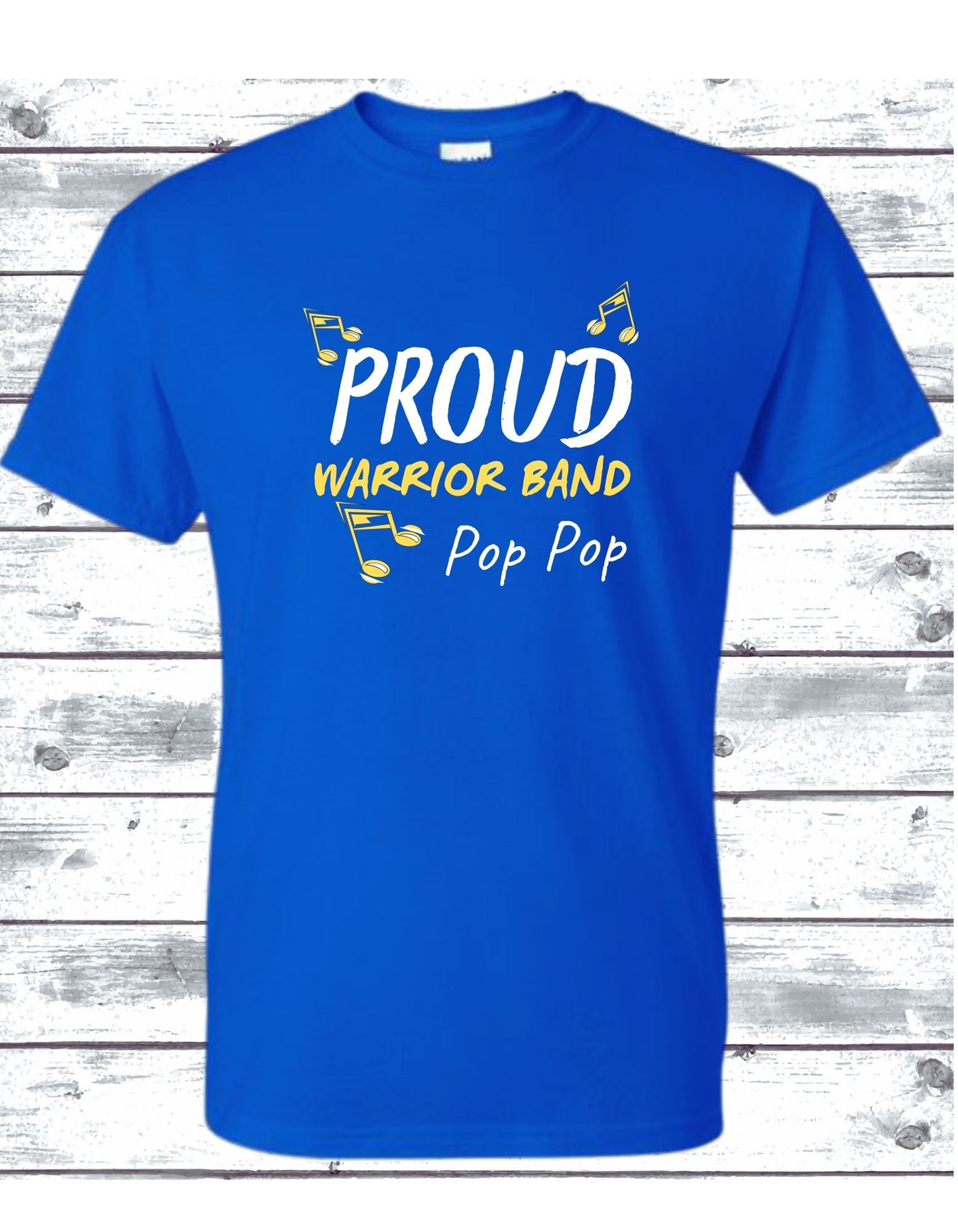 Proud Warrior Band Pop Pop Short Sleeve Blue T shirt (MB_12