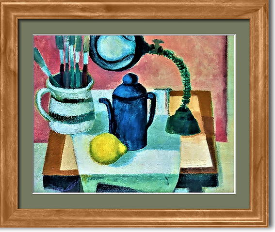Natura morta con lampada e pennelli - 196? Olio su Tela 45x35 Collezione Privata