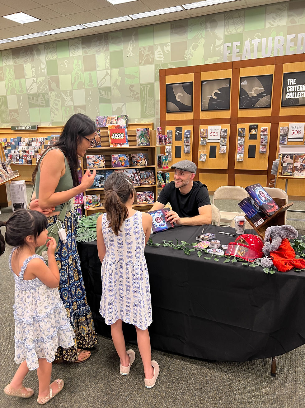 High angle view of a cozy reading nook with a stack of middle-grade books