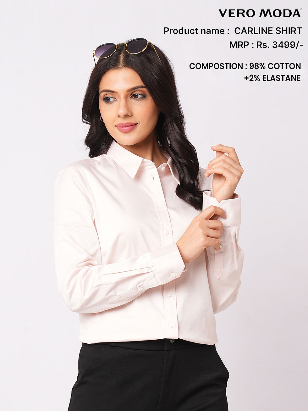 Thumbnail: VERO MODA BY JACK & JONES| Shirts| - | Carline Strech Shirt| D1730 |MRP Rs. 3499