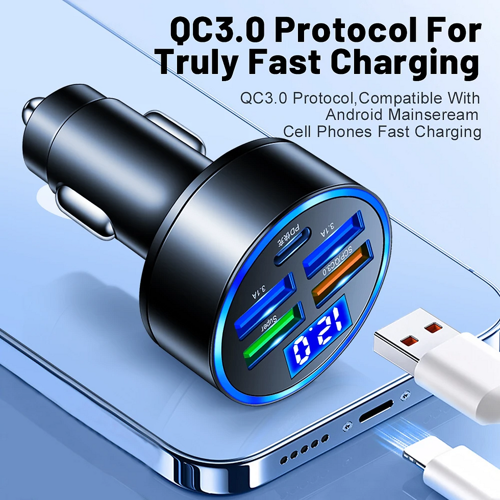 Thumbnail: 5 USB Port Super Fast Car Charger Adapter For iPhone Samsung Android Cell Phone