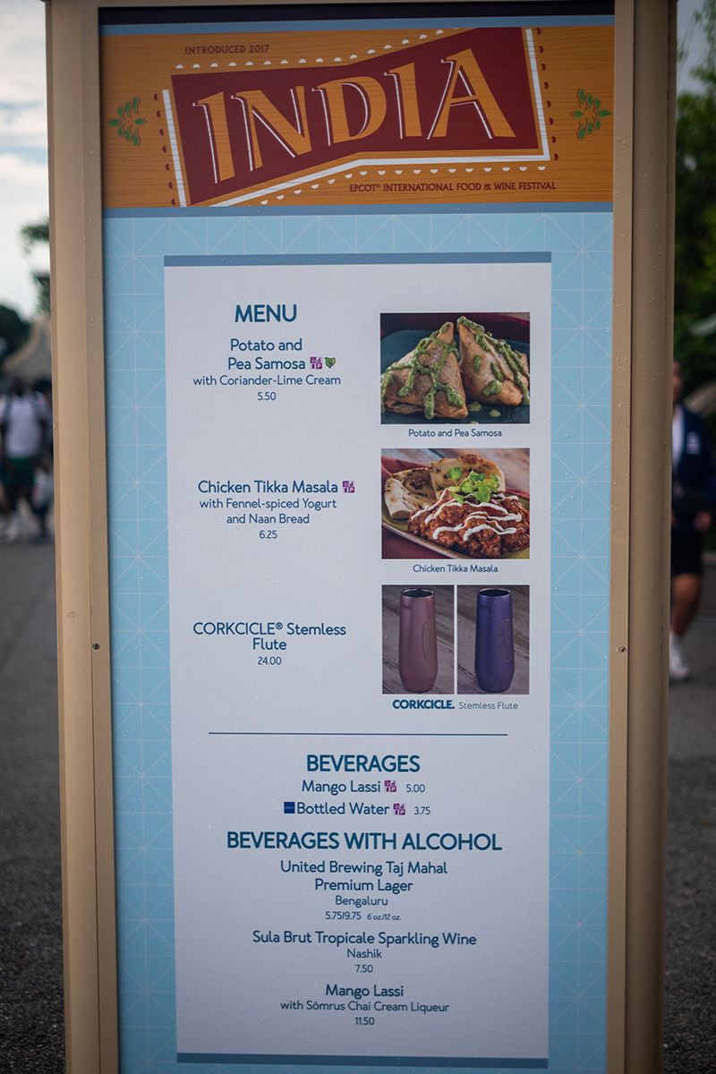 India menu for the 2024 Epcot Food & Wine Festival.