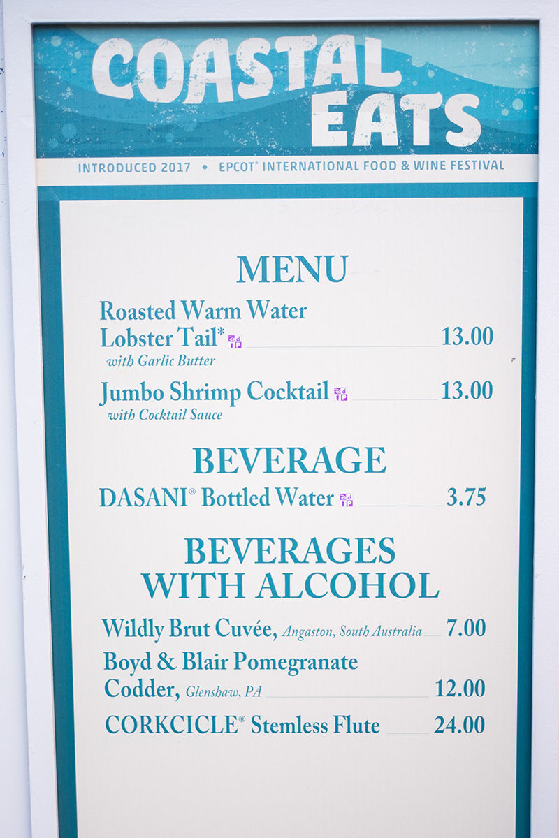 the menu at Coastal Eats