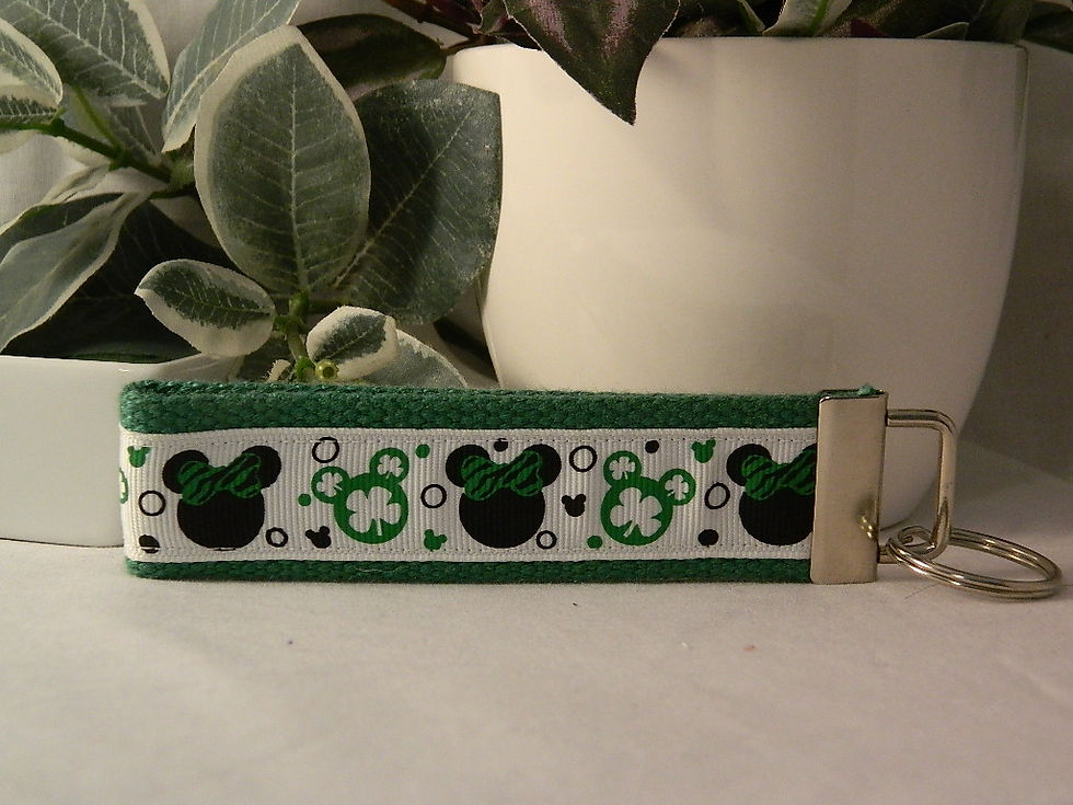 Minnie with Shamrocks Wristlet Key Fob