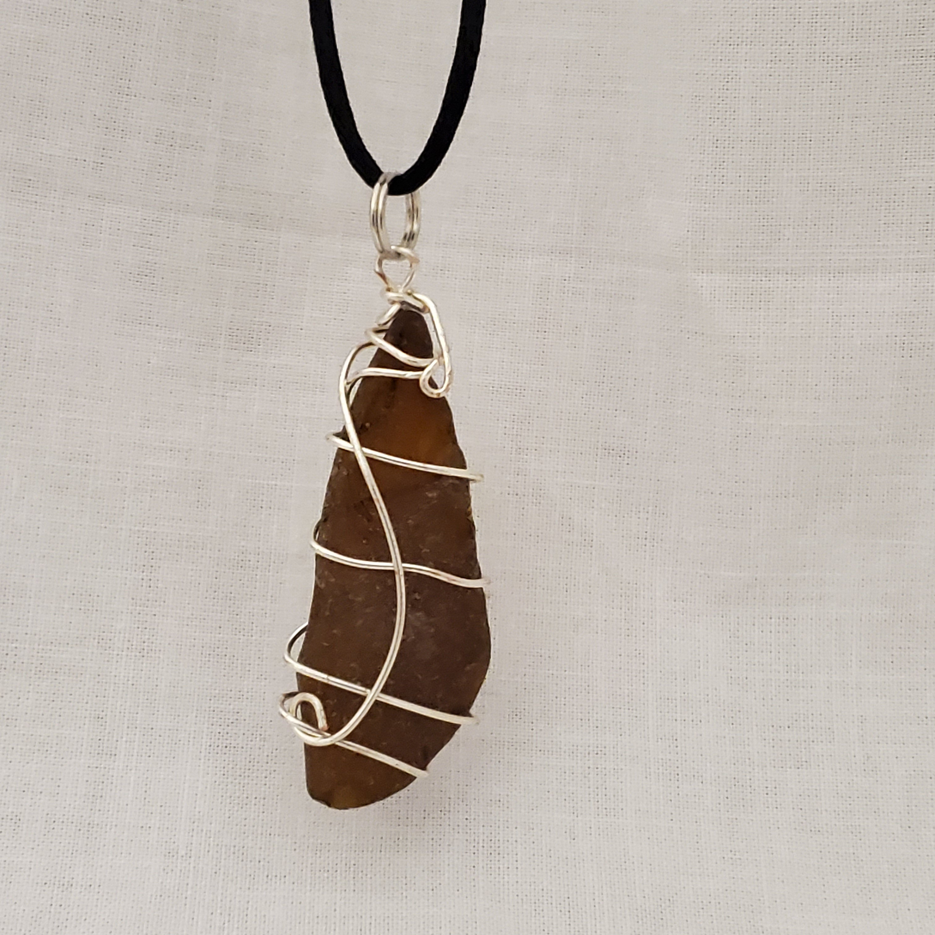 Amber Sea Glass Pendant - G