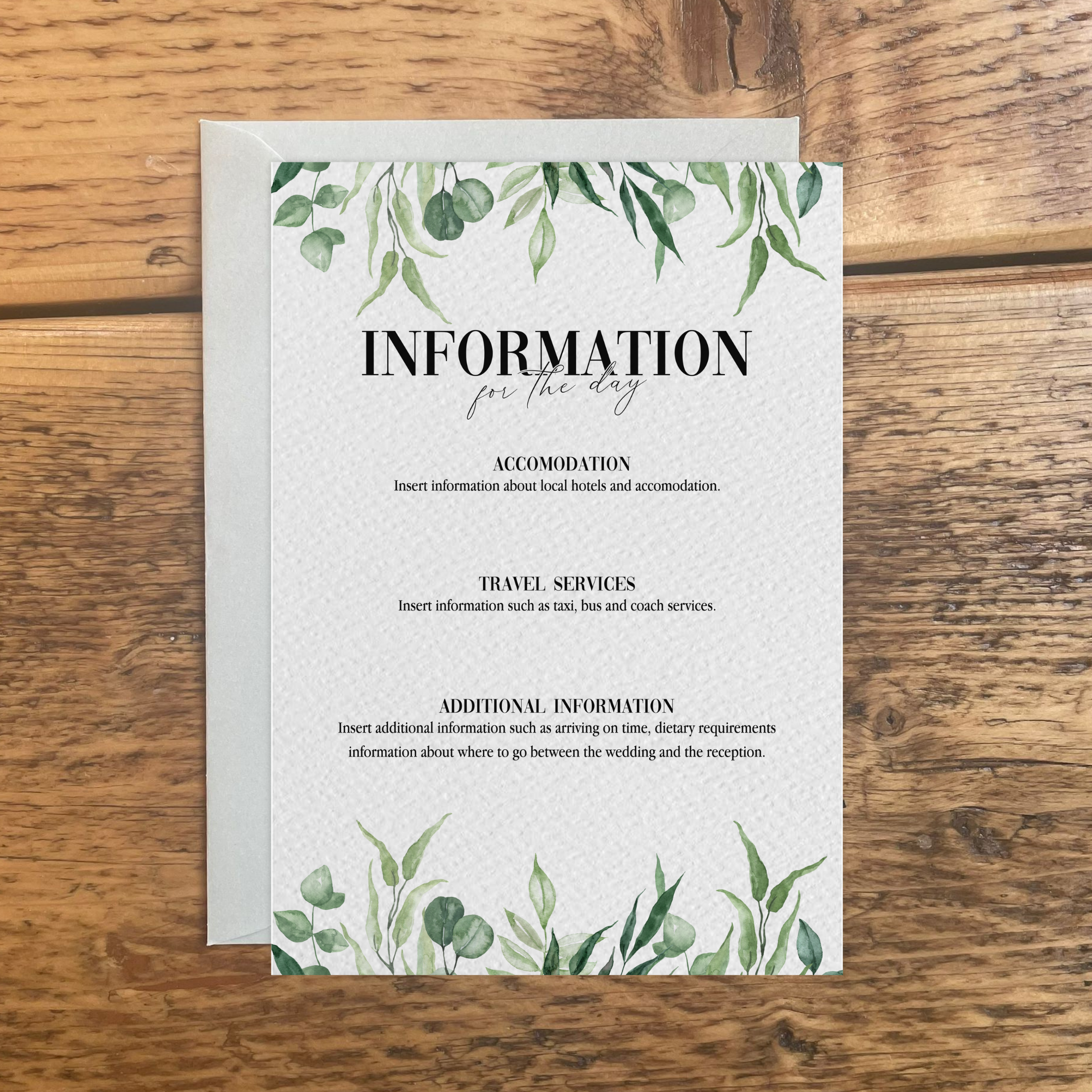 The Sage Wedding Information Card