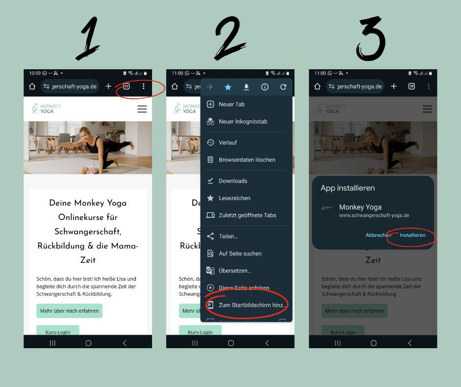 Monkey Yoga App Installation für Android