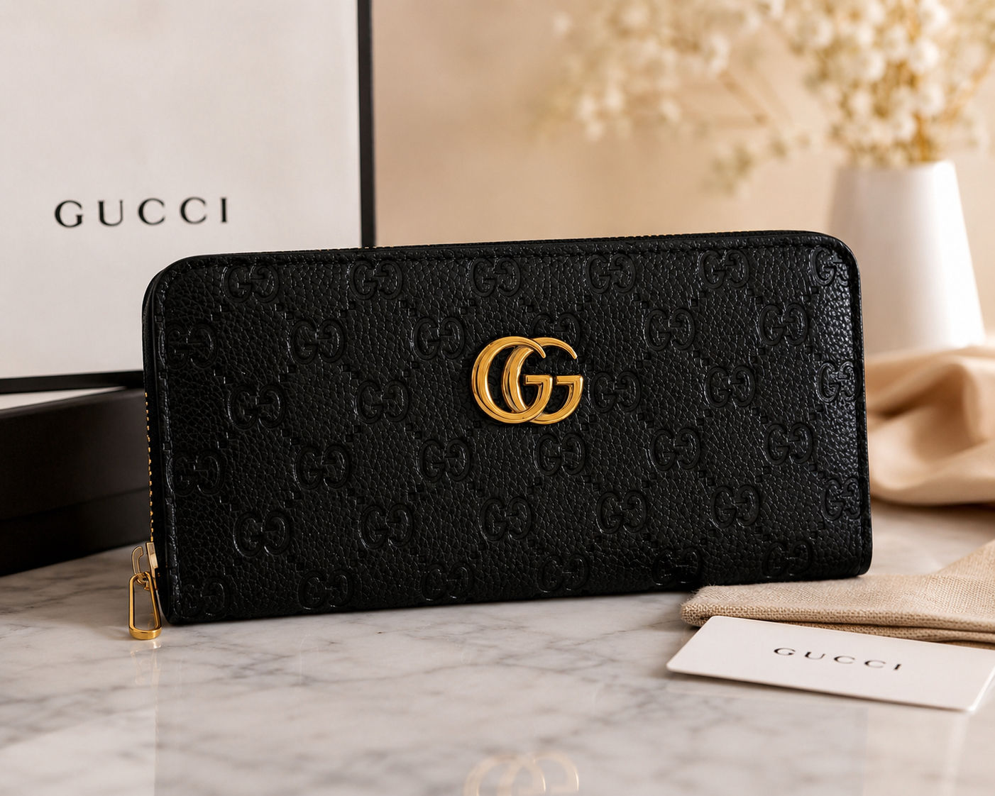 Black Zip Around Wallet