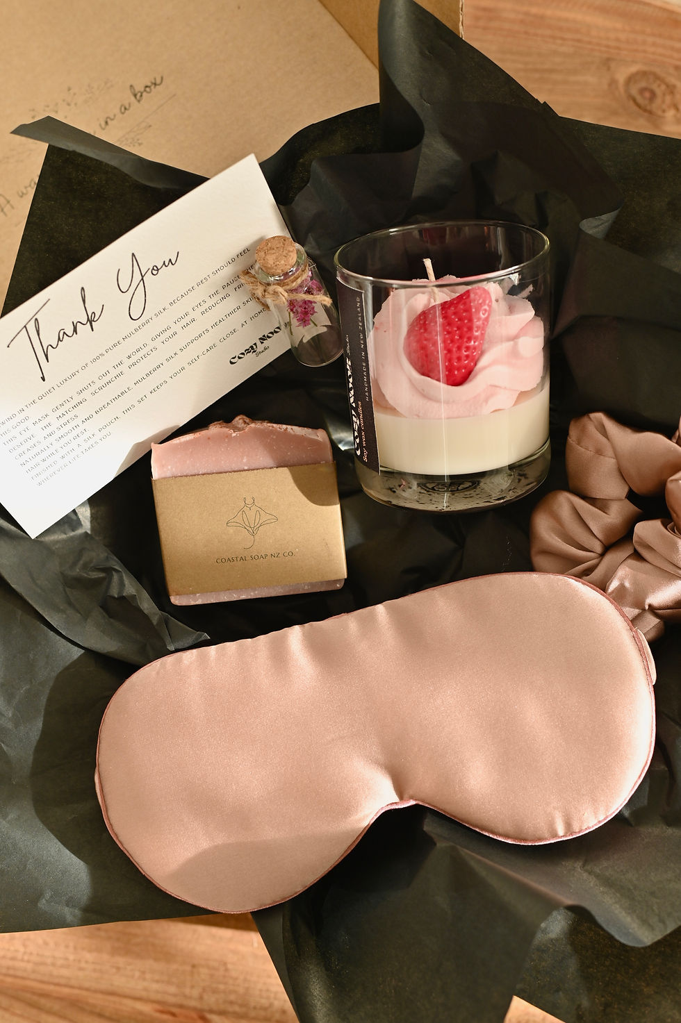 Thumbnail: Dessert Candle, Artisanal Soap and Mulberry Silk Sleep Mask Gift Set