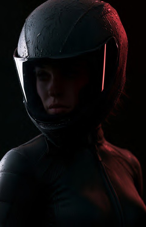 A rider in a helmet, face hidden.
