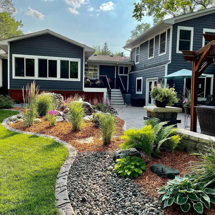 concrete curbing in front yard landscape