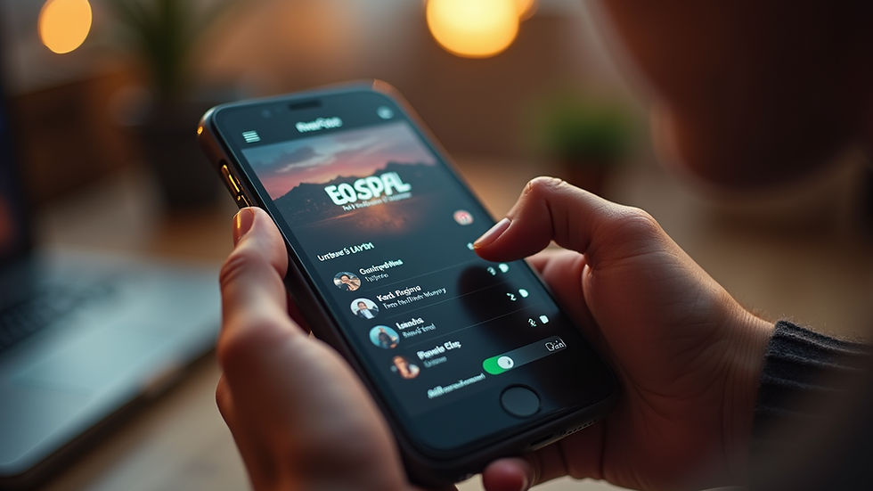 Eye-level view of a smartphone showing a gospel music playlist on a streaming app