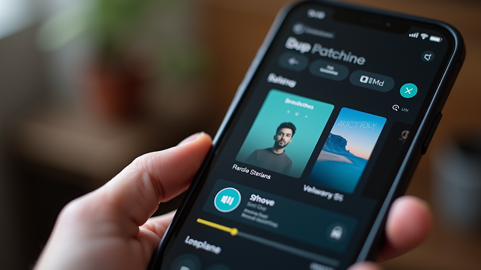 Close-up view of a smartphone displaying a music streaming app