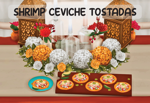 柠渍鲜虾玉米圆饼