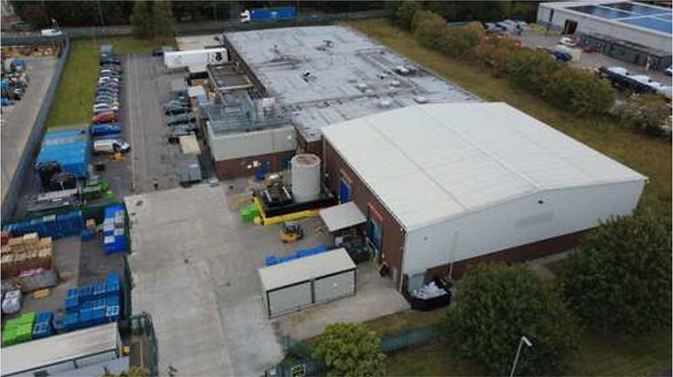 Aerial view of an industrial warehouse drone inspection for dilapidations