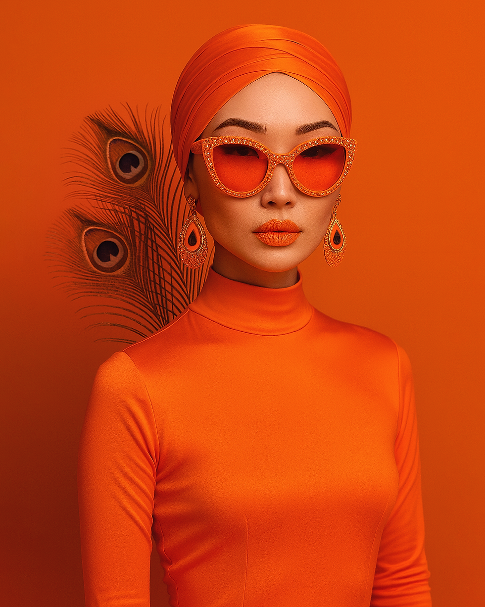 Portrait étlégant de femme en orange