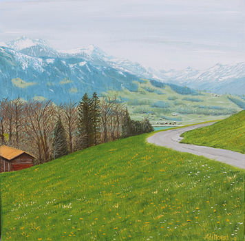 Oil painting of Beatenberg by Adi Noeri, 2023