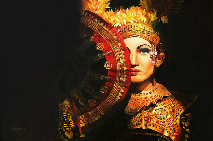 Oil painting of Balinese dancer by Adi Noeri, 2019