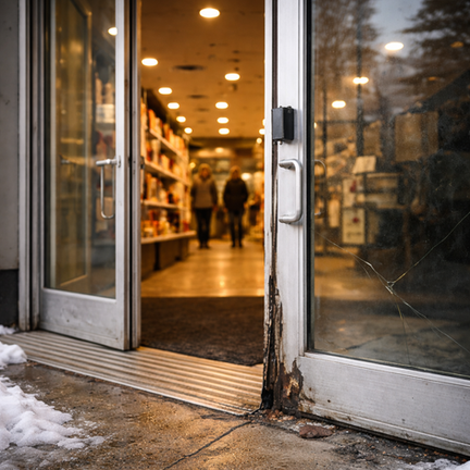 porte commercial en mauvaise état