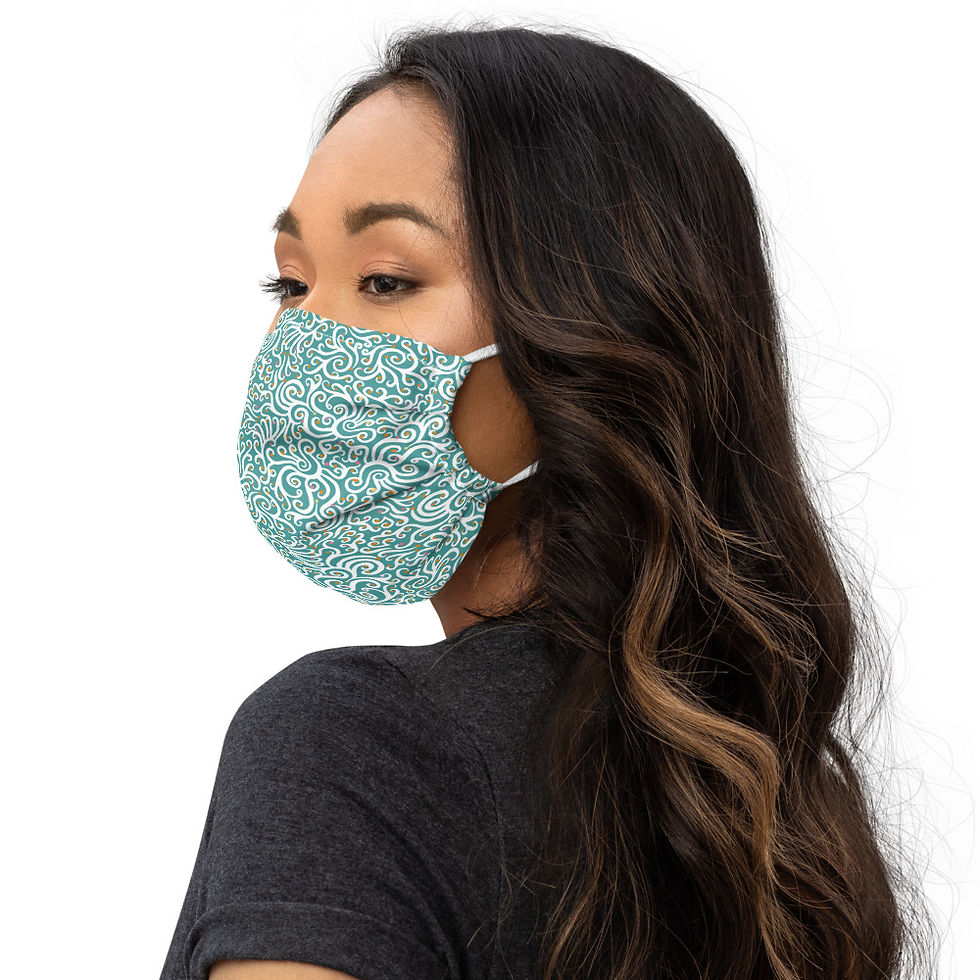 Thumbnail: Seamless Swirl Face Mask in Blue