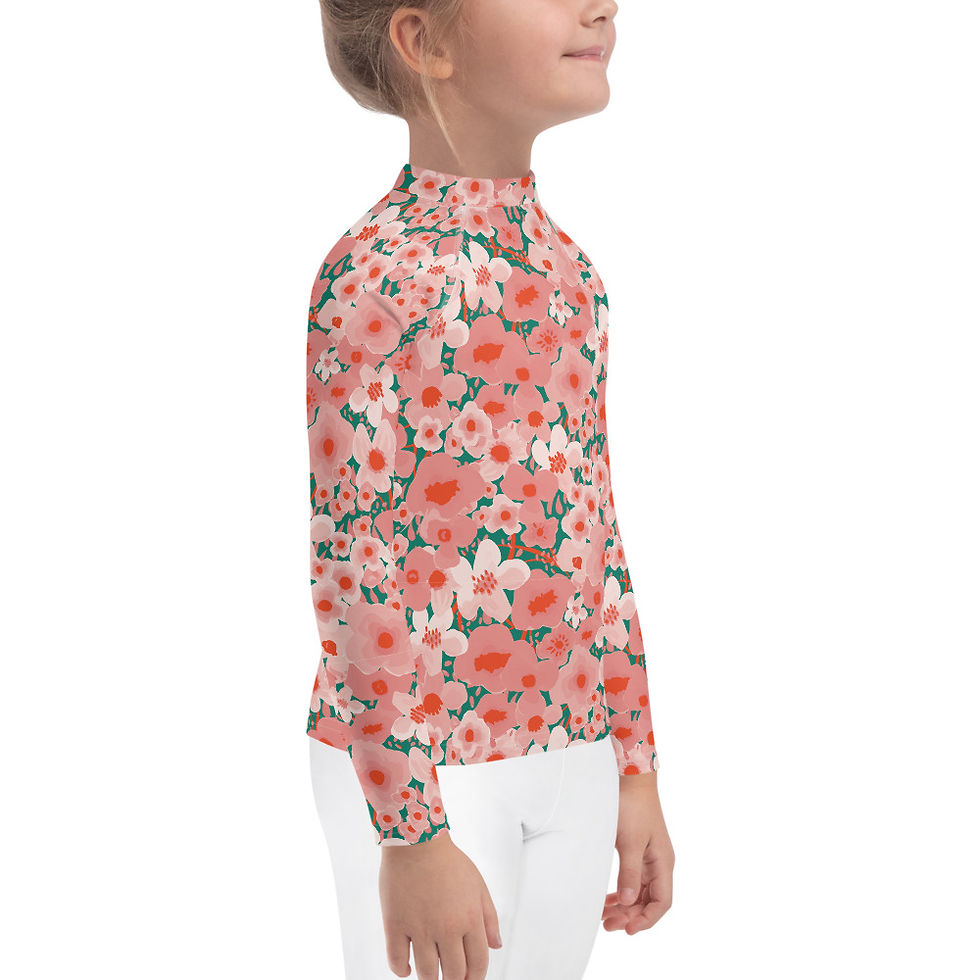 Thumbnail: Kids Watercolor Floral Rash Guard