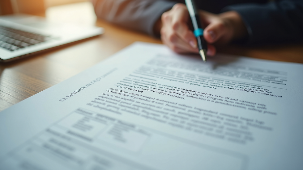 High angle view of a legal section of documents