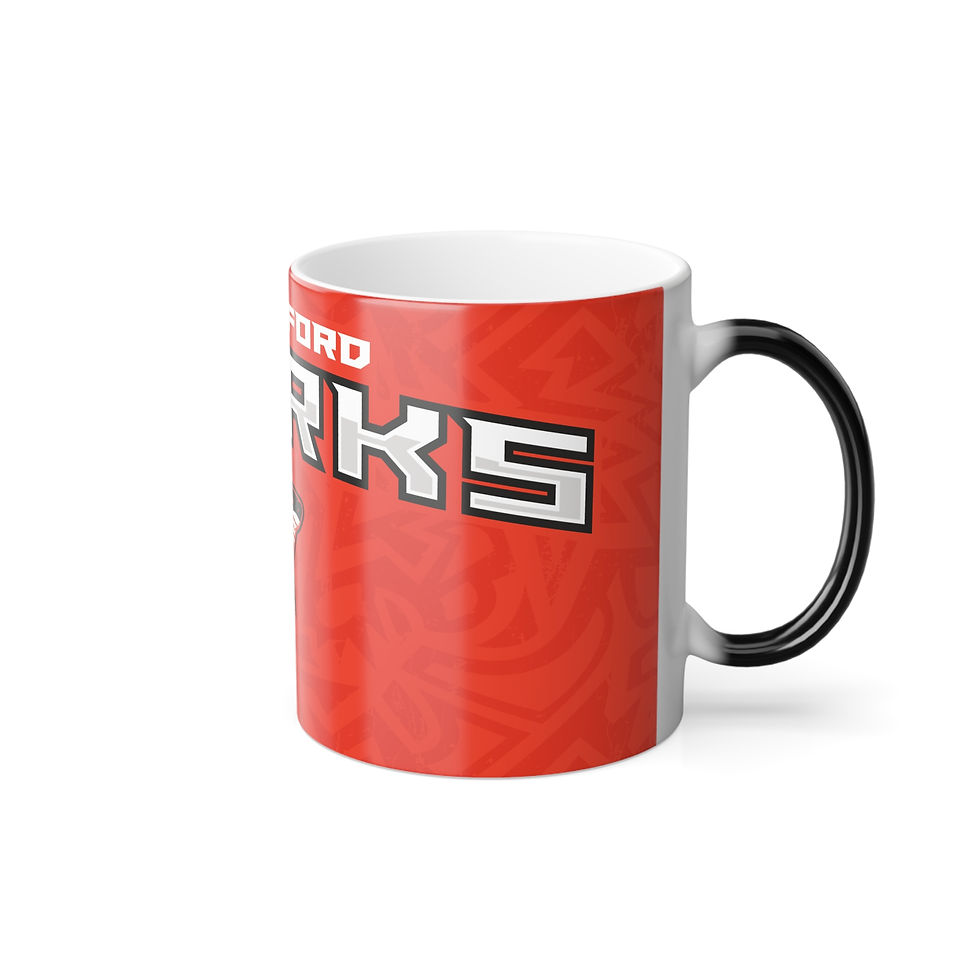 Thumbnail: Color-Changing Sharks Logo Mug — 11oz Morphing Coffee Cup