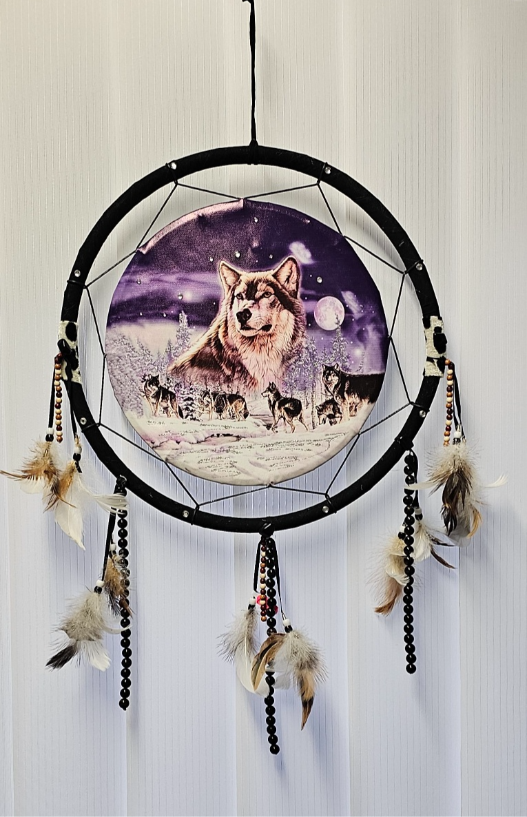 Traumfänger "Wolf" mit Obsidian"