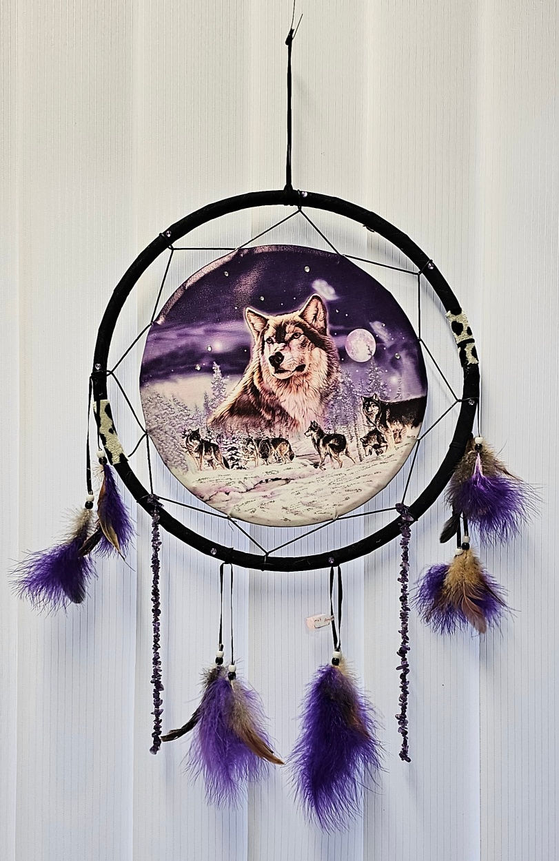 Traumfänger "Wolf" mit Amethyst