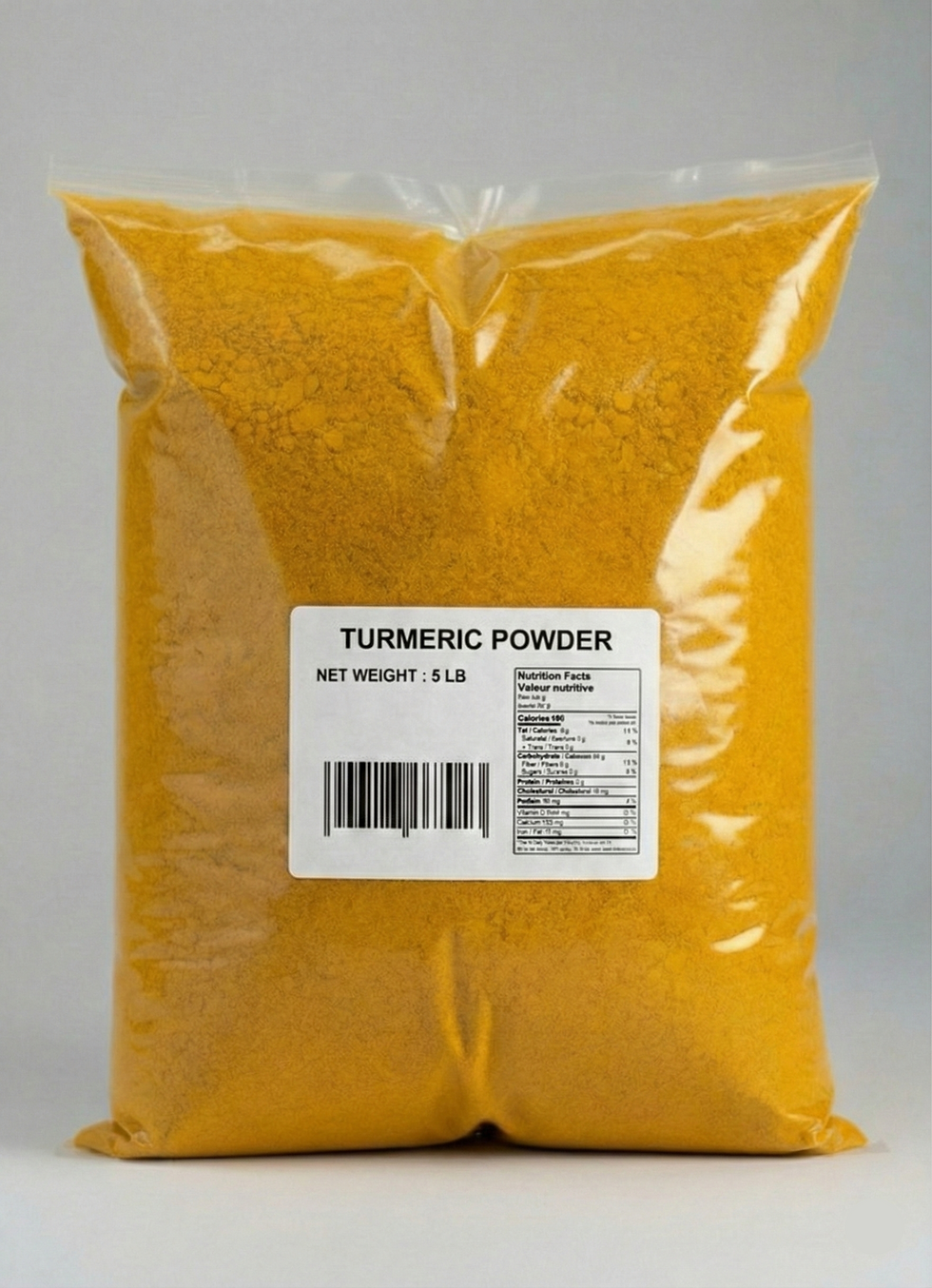 Miniature : Nutritional Label and Origin Details for 5 lb Bulk Turmeric Powder