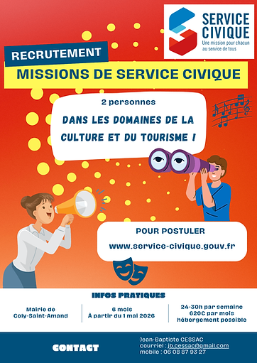 Affiche de recrutement de volontaires du service civique.