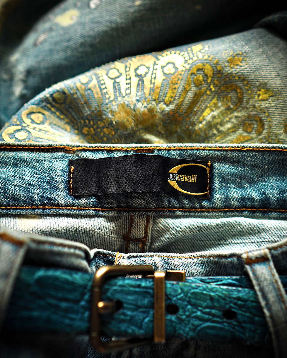 Thumbnail: ROBERTO CAVALLI RUBBER PRINTED FLARED JEANS