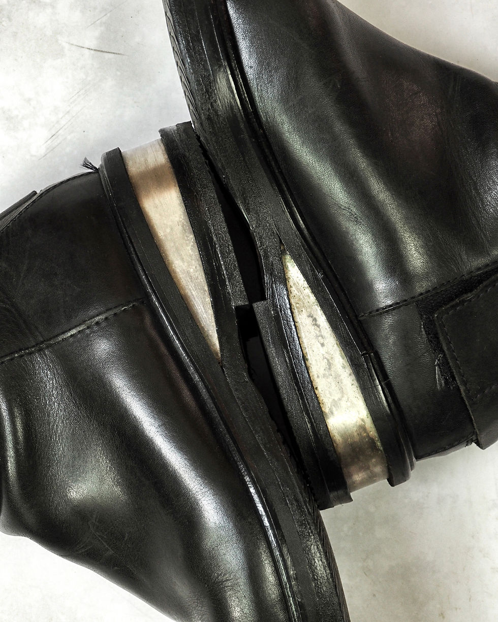 DIRK BIKKEMBERGS 98AW メタルロゴ レザーヒールブーツ 42 DIRK BIKKEMBERGS 98AW メタルロゴ レザーヒールブーツ 42