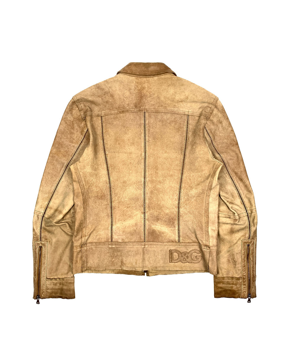 Thumbnail: DOLCE & GABBANA OVERLOCKED RAW-SEAM GOATSKIN JACKET