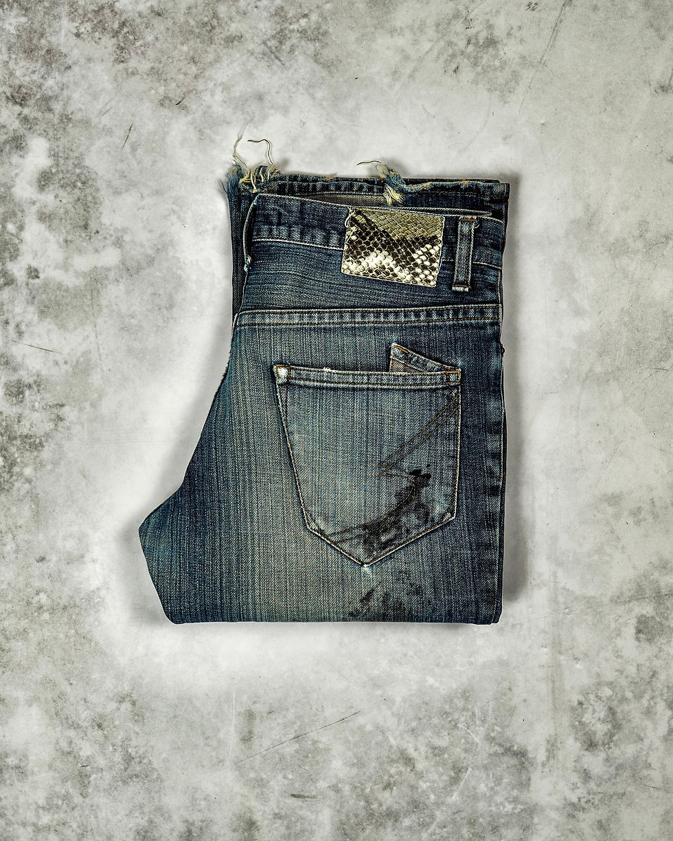 Thumbnail: SEMANTIC DESIGN CROC WAXED FLARED JEANS