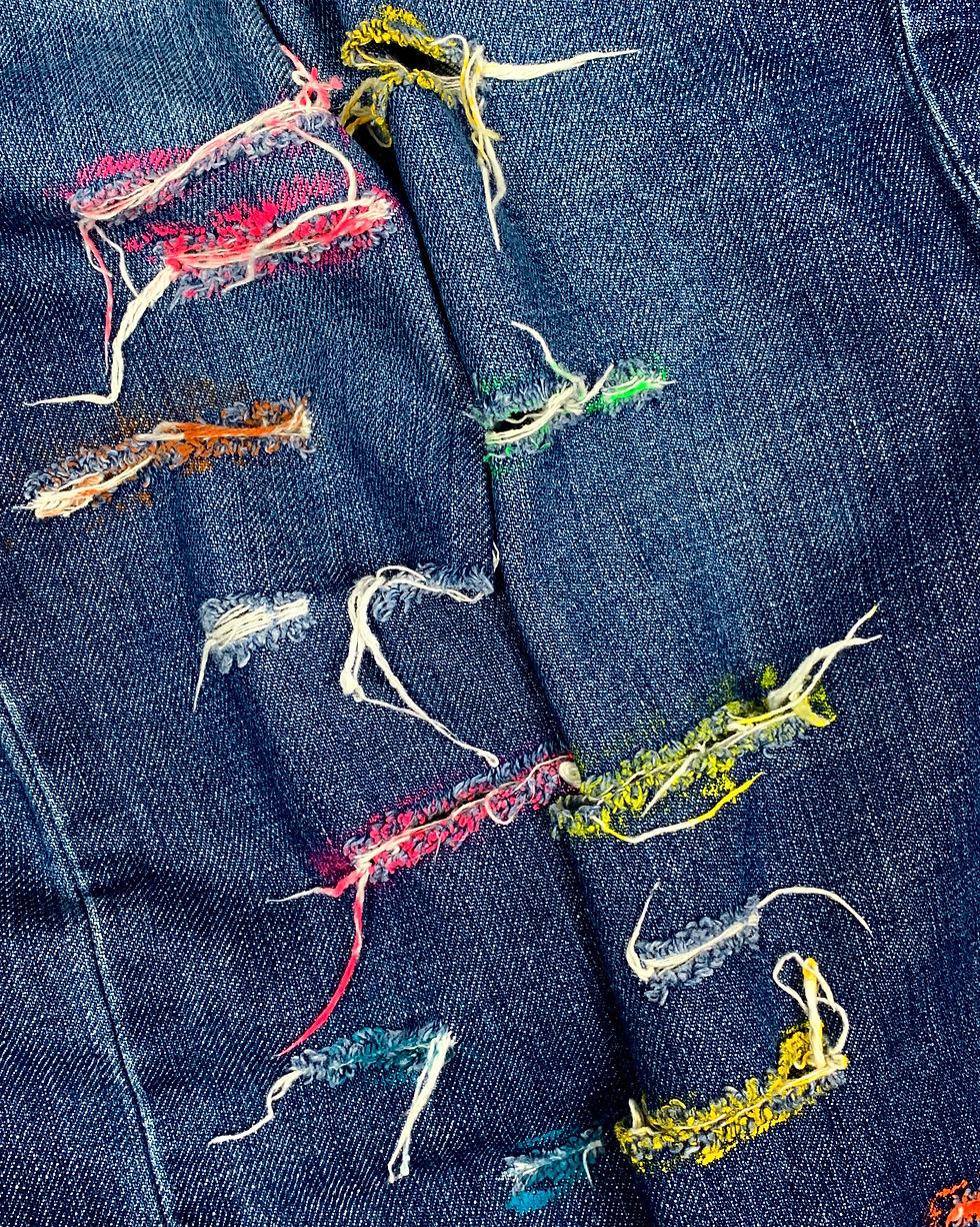 Thumbnail: DOLCE & GABBANA SS05 DISTRESSED MULTI-COLOUR JEANS