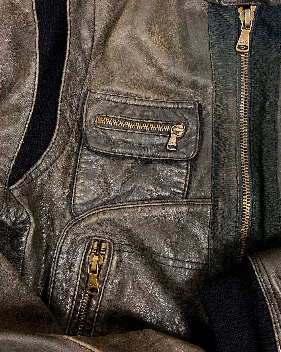 Thumbnail: DOLCE & GABBANA KNIT-PANELLED LEATHER BOMBER JACKET