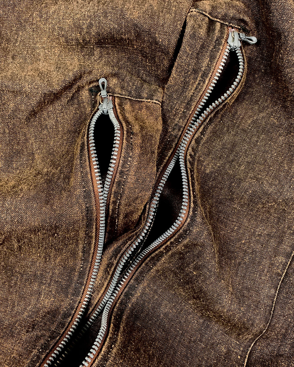 Thumbnail: ripvanwinkle blistered canvas shin-zip pants