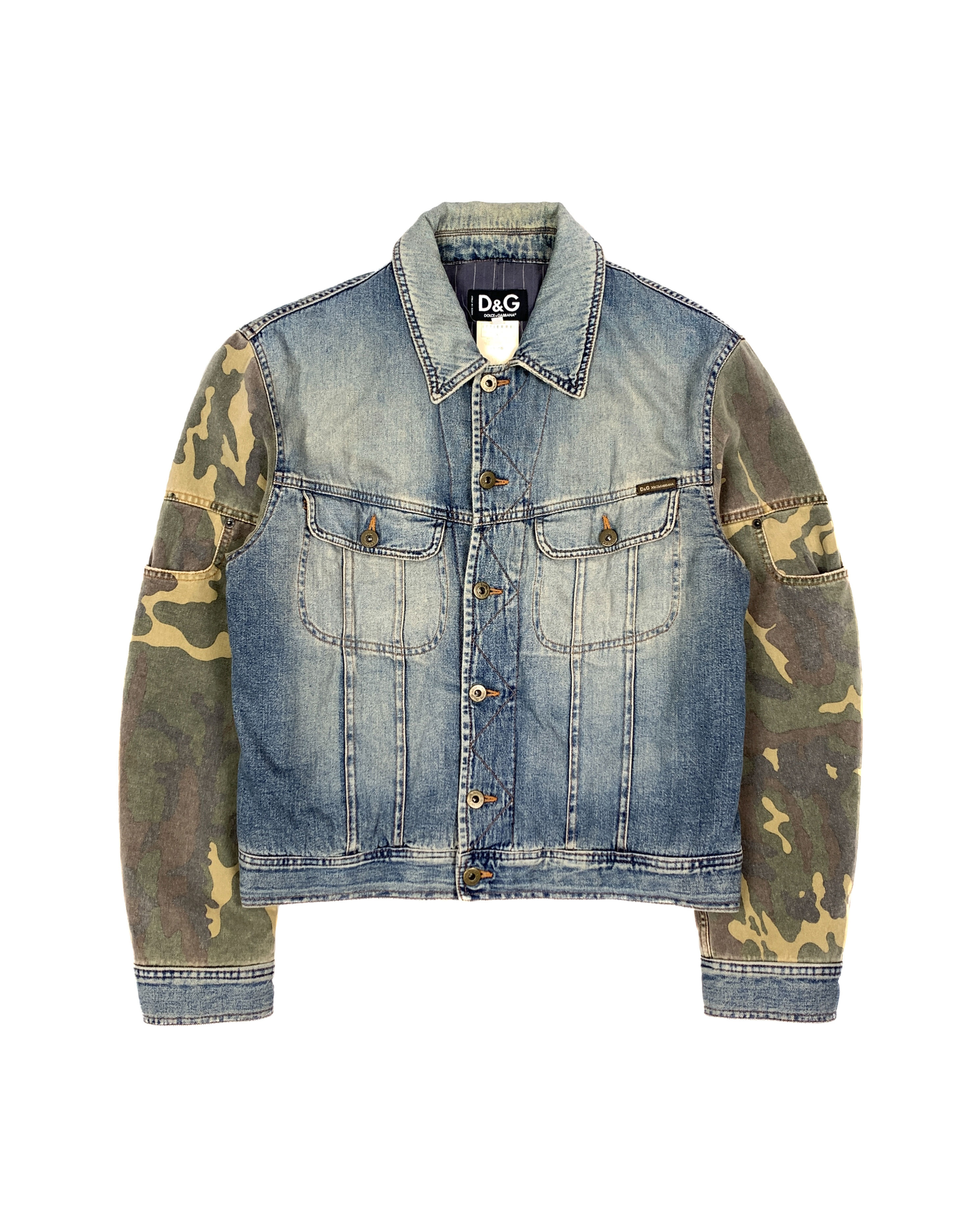 Dolce & Gabbana SS03 lined camo sleeve trucker jacket