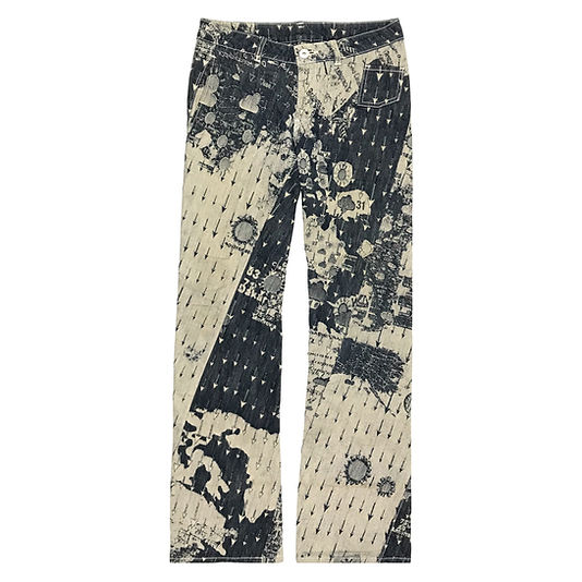 Issey Miyake A-Poc twisted weather map jeans | Barhaine Archive Issey Miyake A-Poc twisted weather map jeans | Barhaine Archive